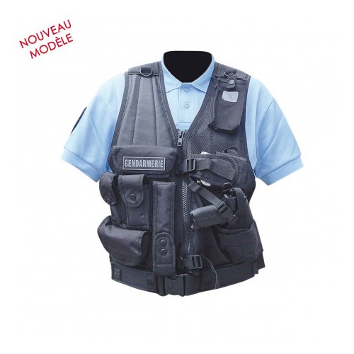 GILET FORCE INTERVENTION AVEC HOLSTER POUR PA OU TASER