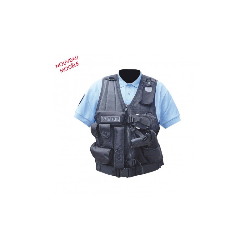 GILET FORCE INTERVENTION AVEC HOLSTER POUR PA OU TASER